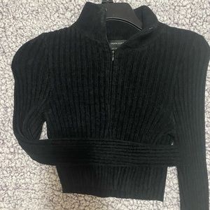 Cropped quarter-zip sweater